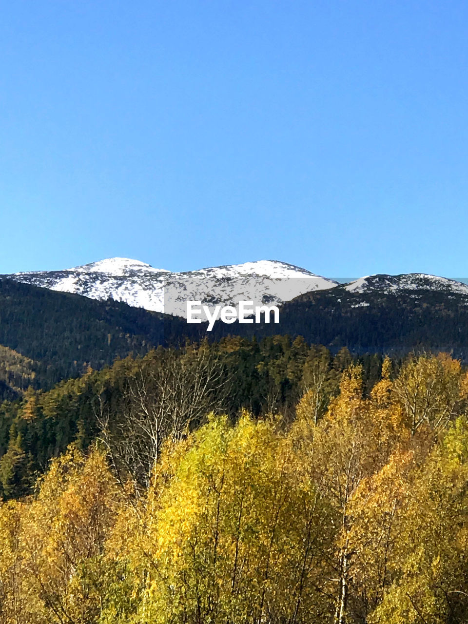 SCENIC VIEW OF SNOWCAPPED MOUNTAIN AGAINST CLEAR BLUE SKY