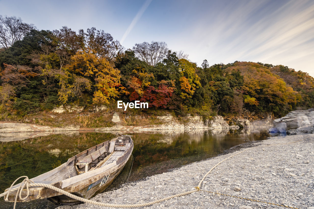 SCENIC VIEW OF LAKE BY TREES DURING AUTUMN