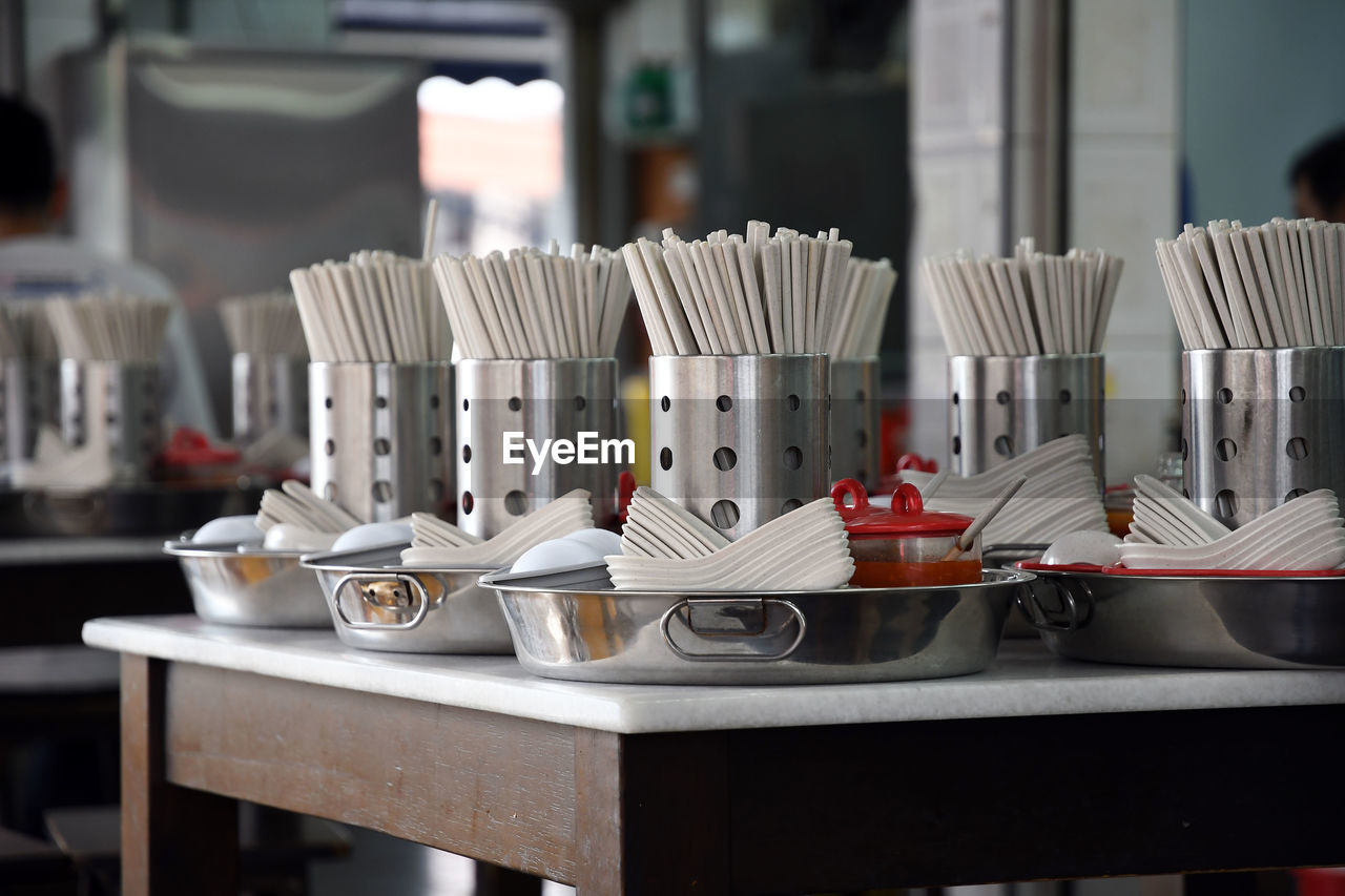 Cutlery on table at restaurant