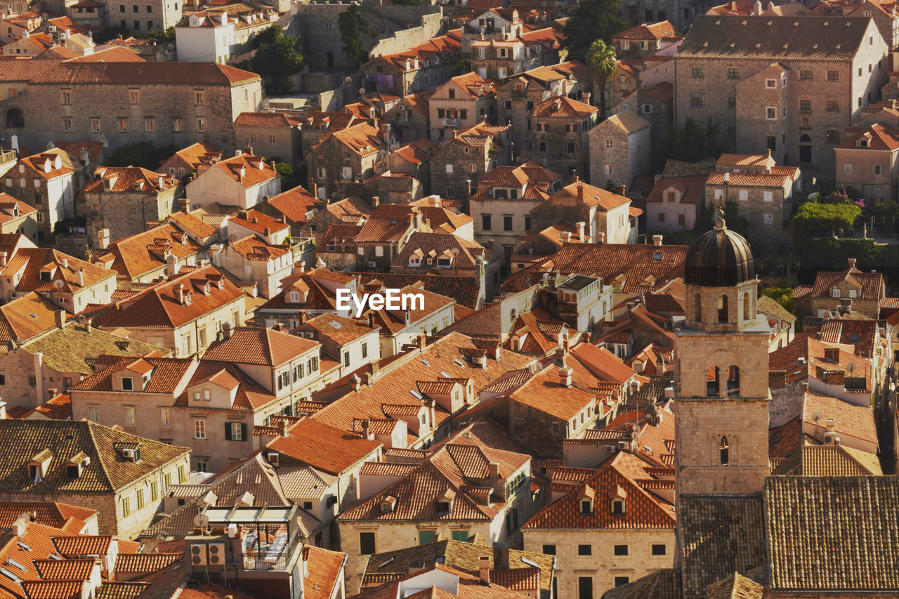 High angle view of buildings in city