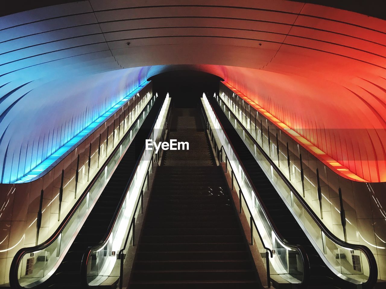 Low angle view of escalators at subway station