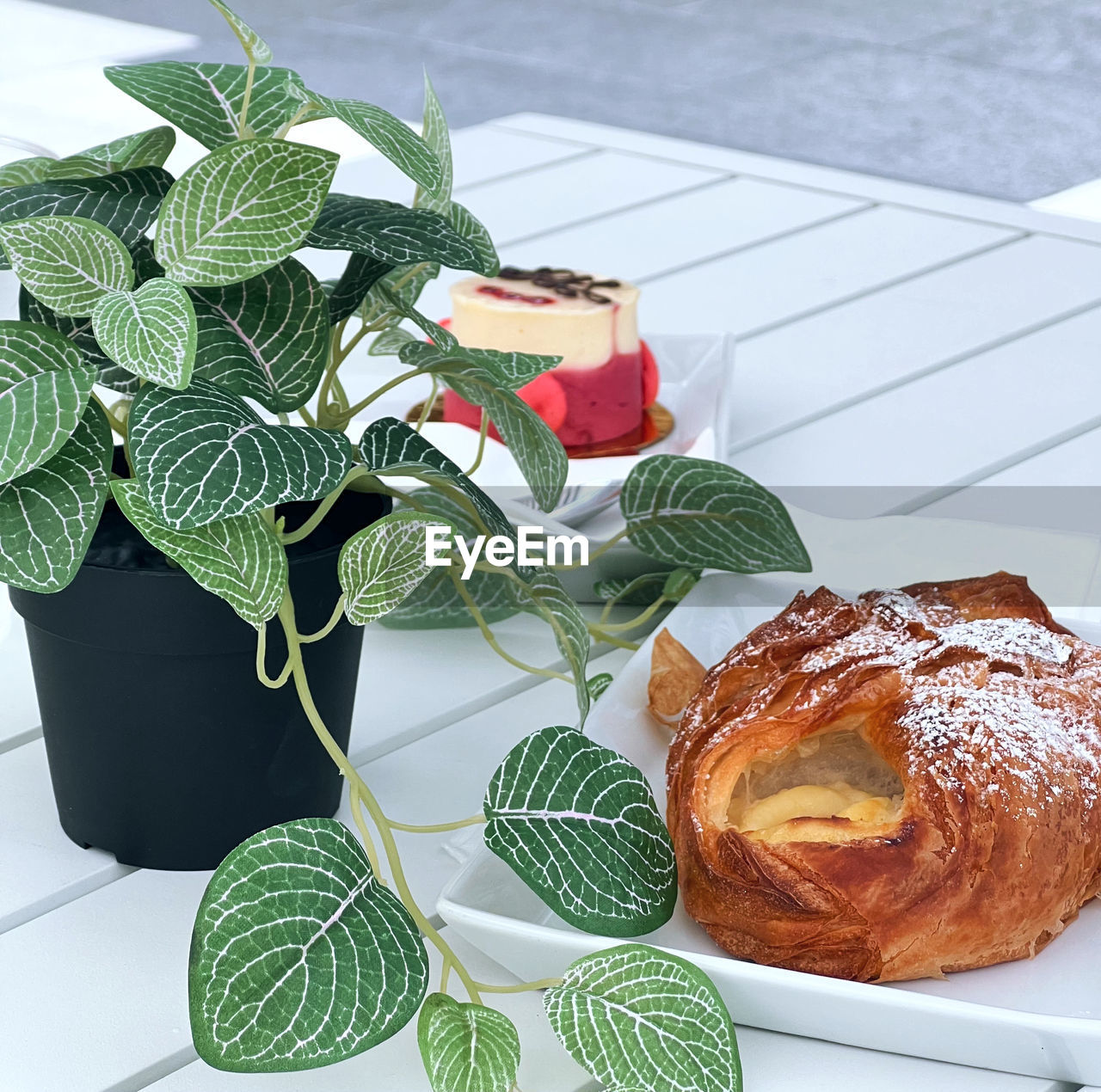 food, food and drink, leaf, plant part, healthy eating, freshness, plant, nature, fruit, baked, croissant, wellbeing, no people, indoors, produce, herb, table, mint leaf - culinary, high angle view, french food, bread, still life, vegetable