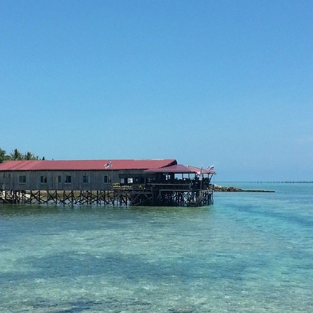 VIEW OF CALM SEA AGAINST CLEAR SKY