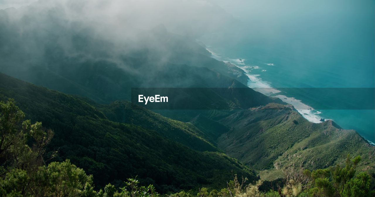 high angle view of mountain range