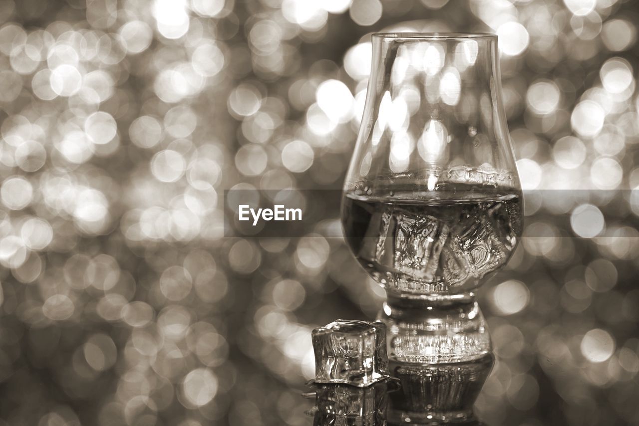 Close-up of whiskey in drinking glass