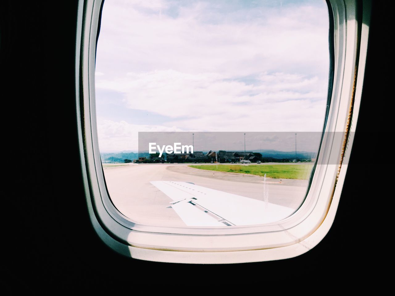 Close-up of airplane window