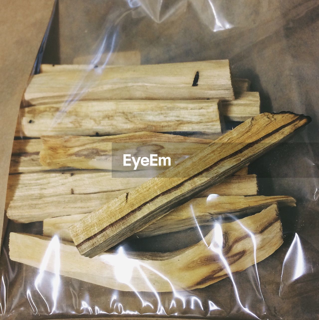 Close-up of packed palo santo wood