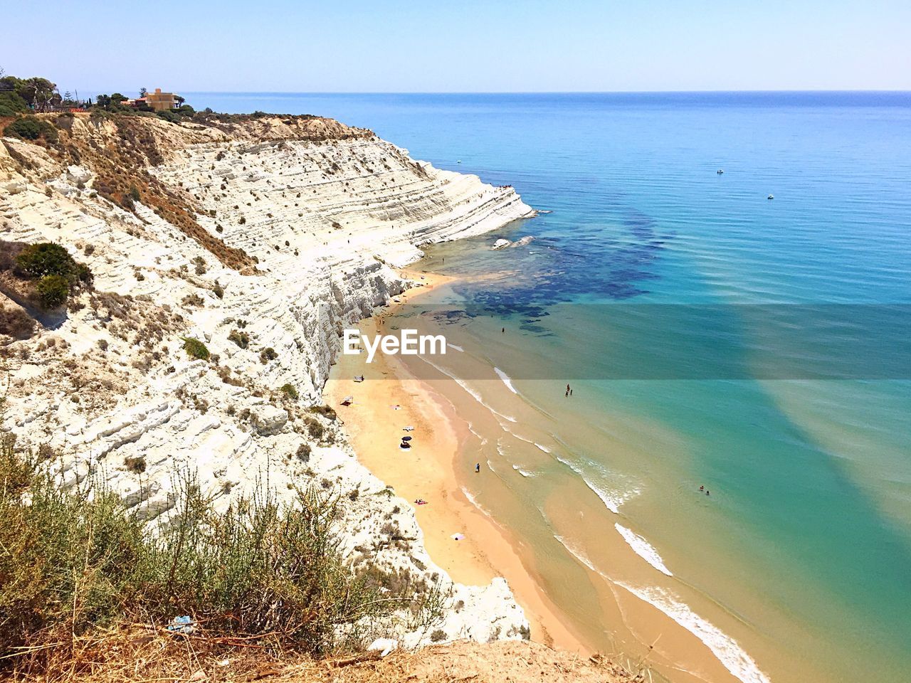 Scenic view of sea against clear sky