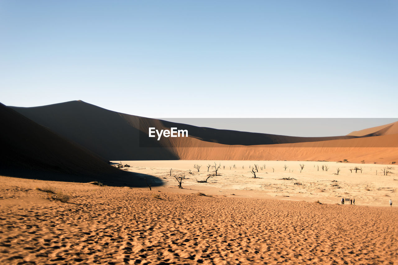 Scenic view of desert against clear sky