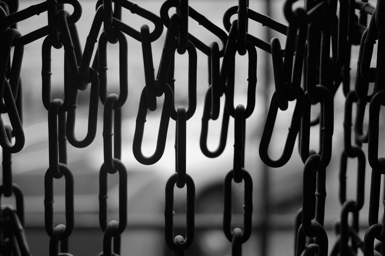 Full frame shot of chains hanging outdoors