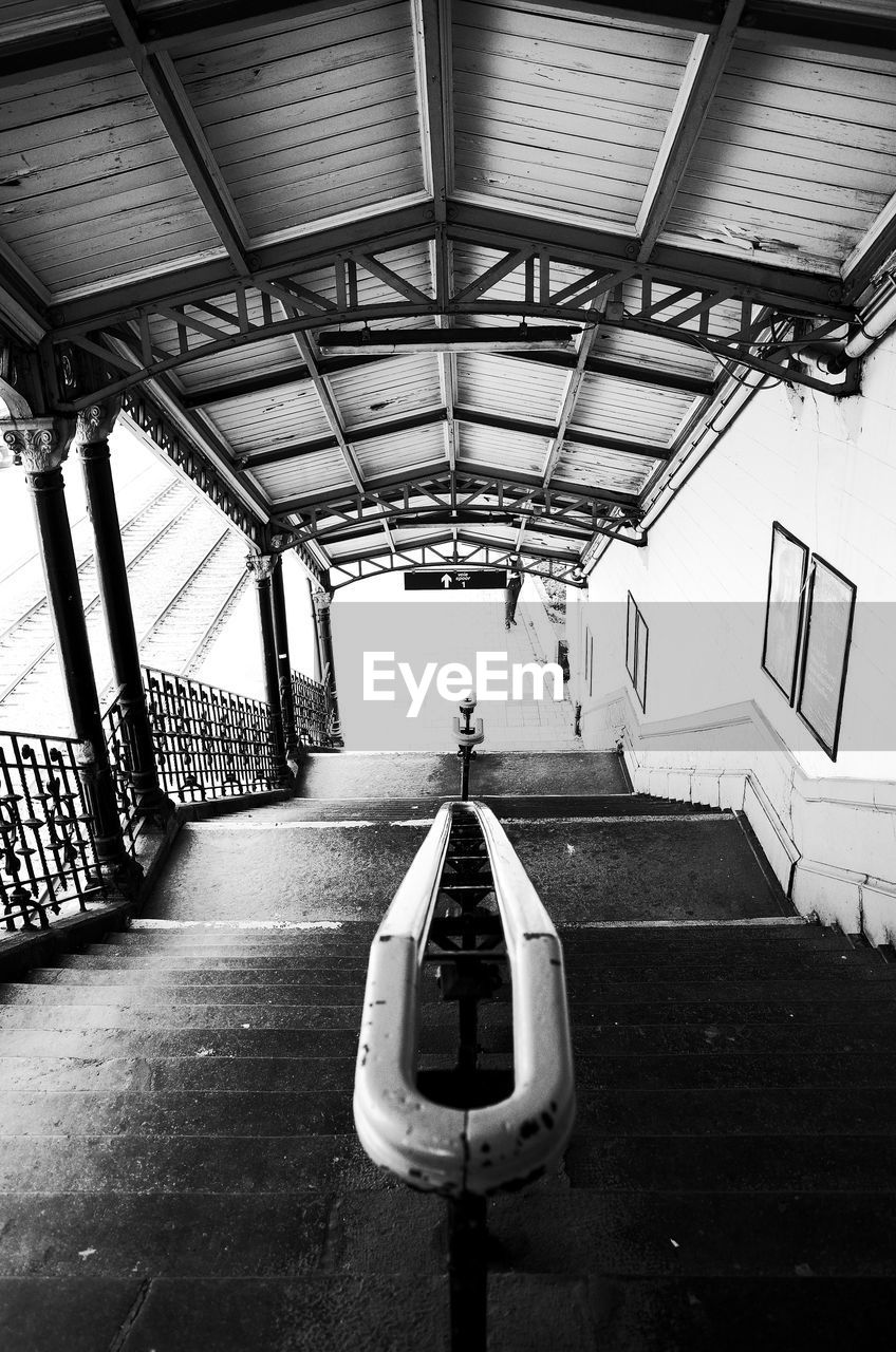 VIEW OF EMPTY RAILROAD STATION PLATFORM