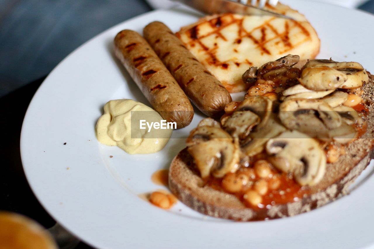 Close-up of food served in plate