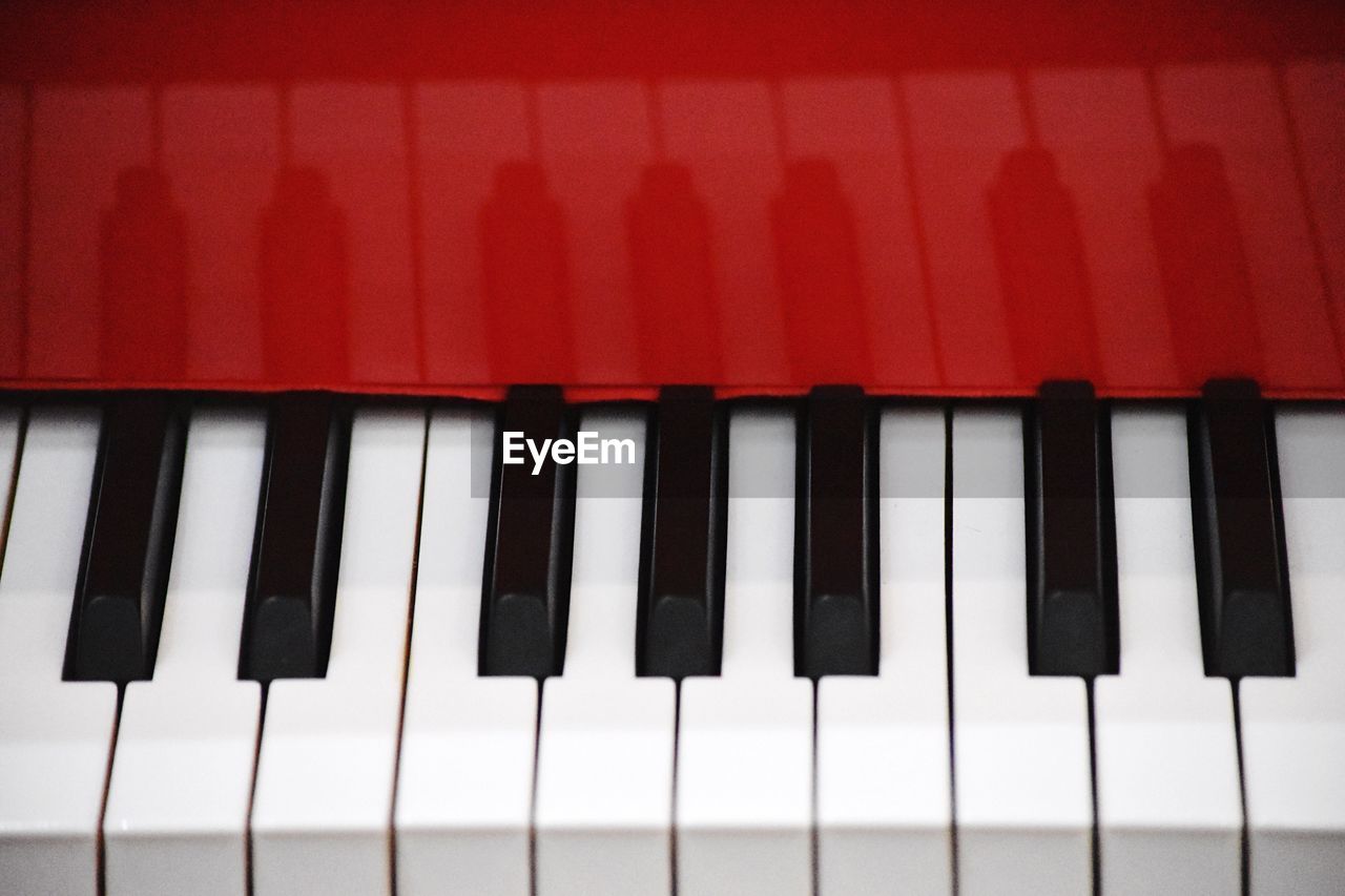 High angle view of piano