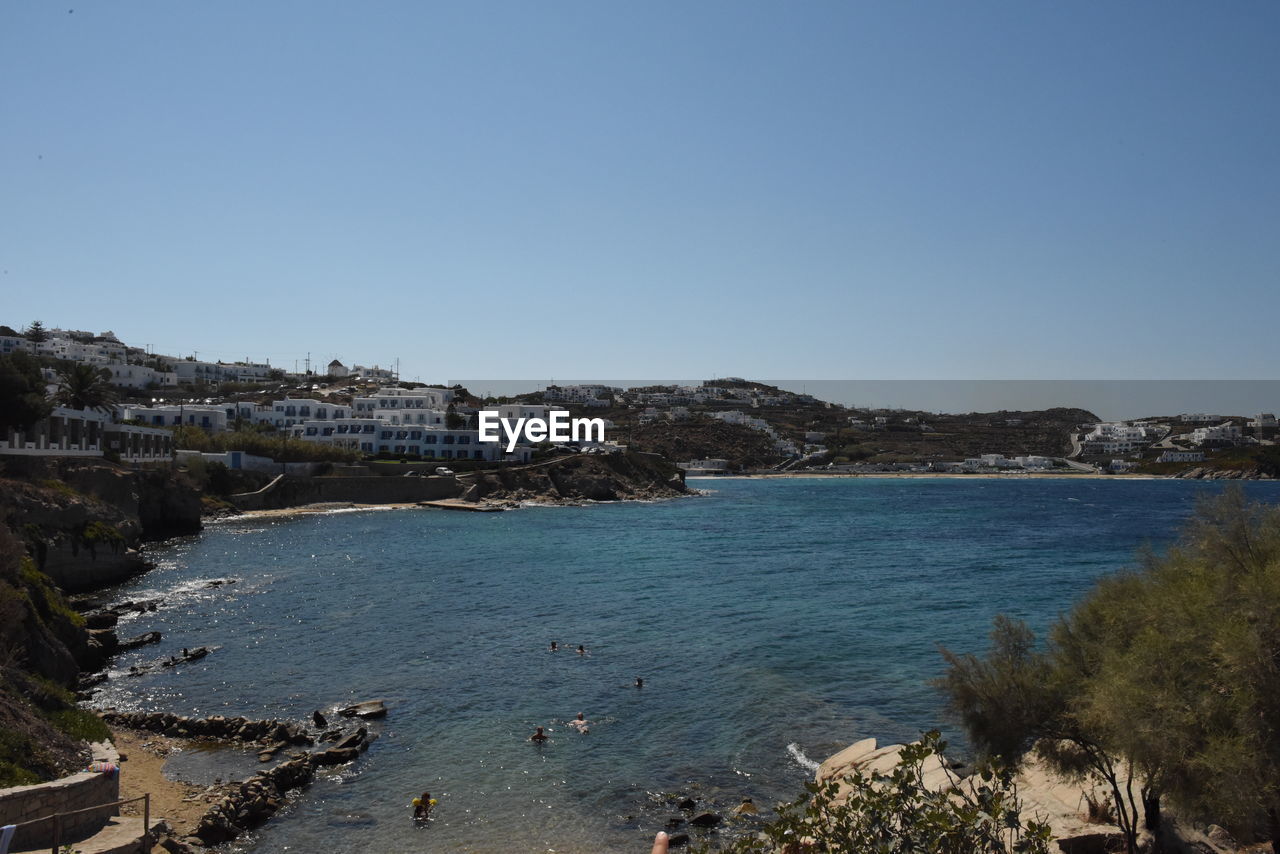 Scenic view of sea against clear sky