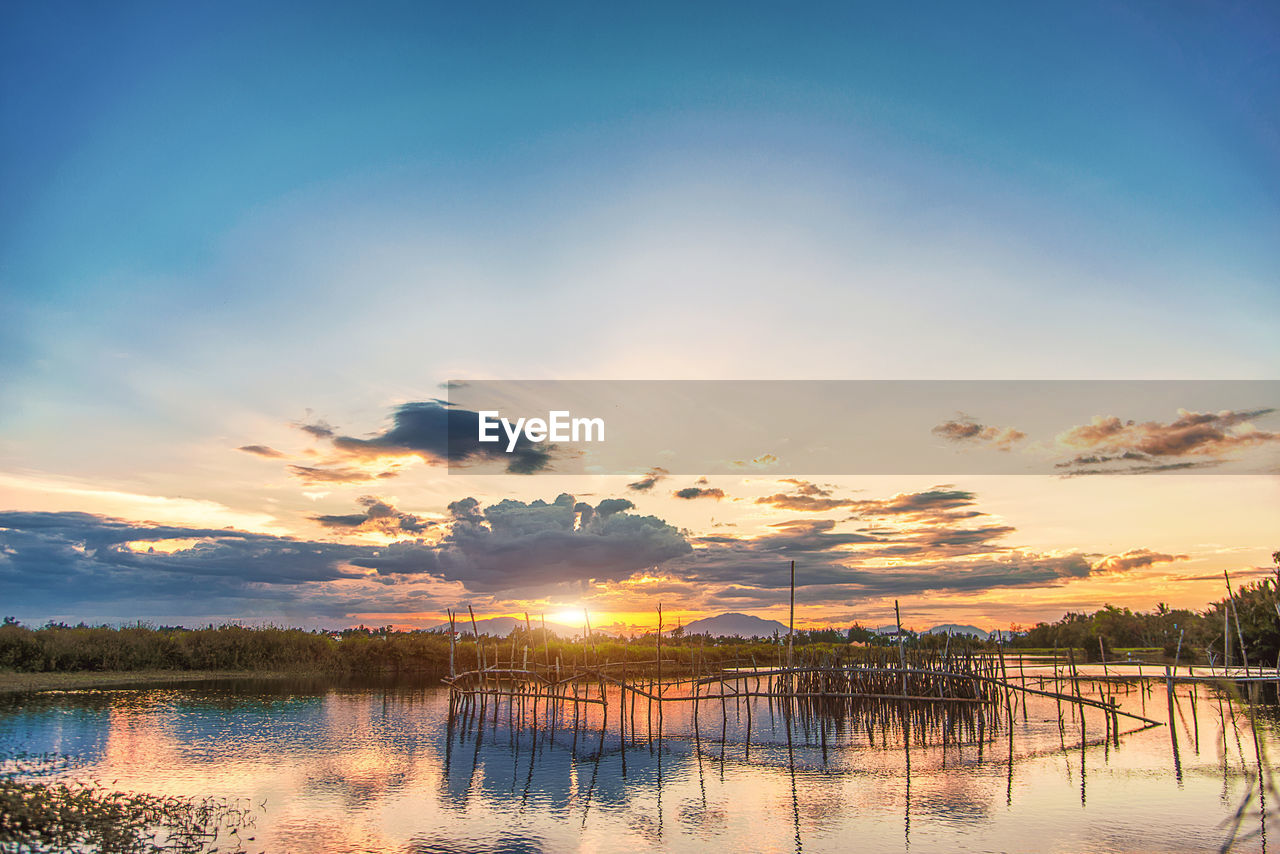 SCENIC VIEW OF LAKE DURING SUNSET