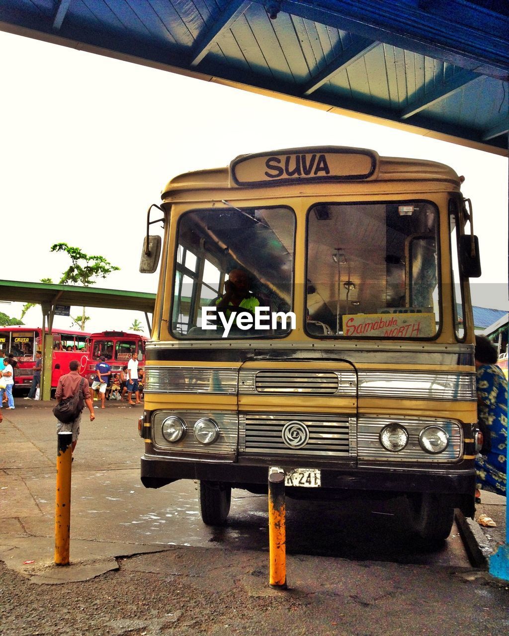 Bus parked on street