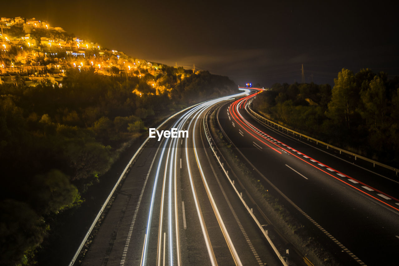 Traffic on road at night