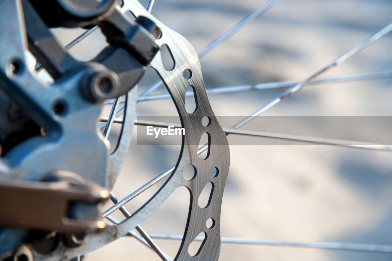 Used mountain bike disc brake close-up