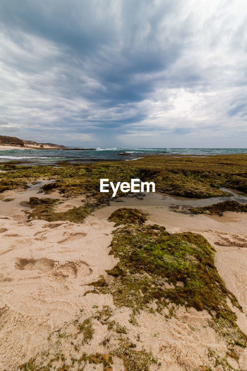 Scenic view of beach against sky