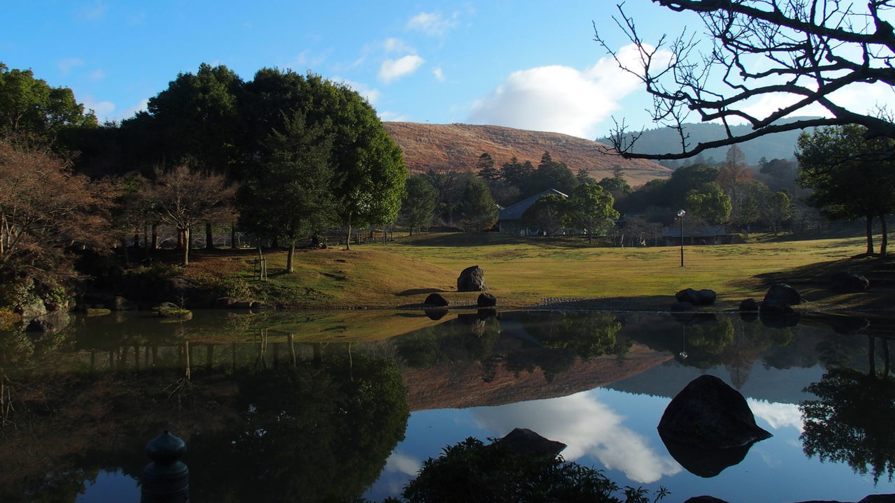 Scenic view of lake against sky