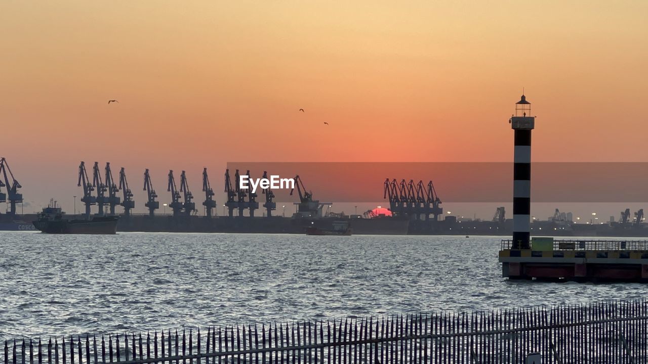 scenic view of sea against clear sky during sunset