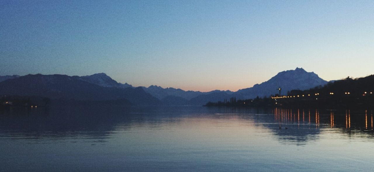 View of lake at sunset