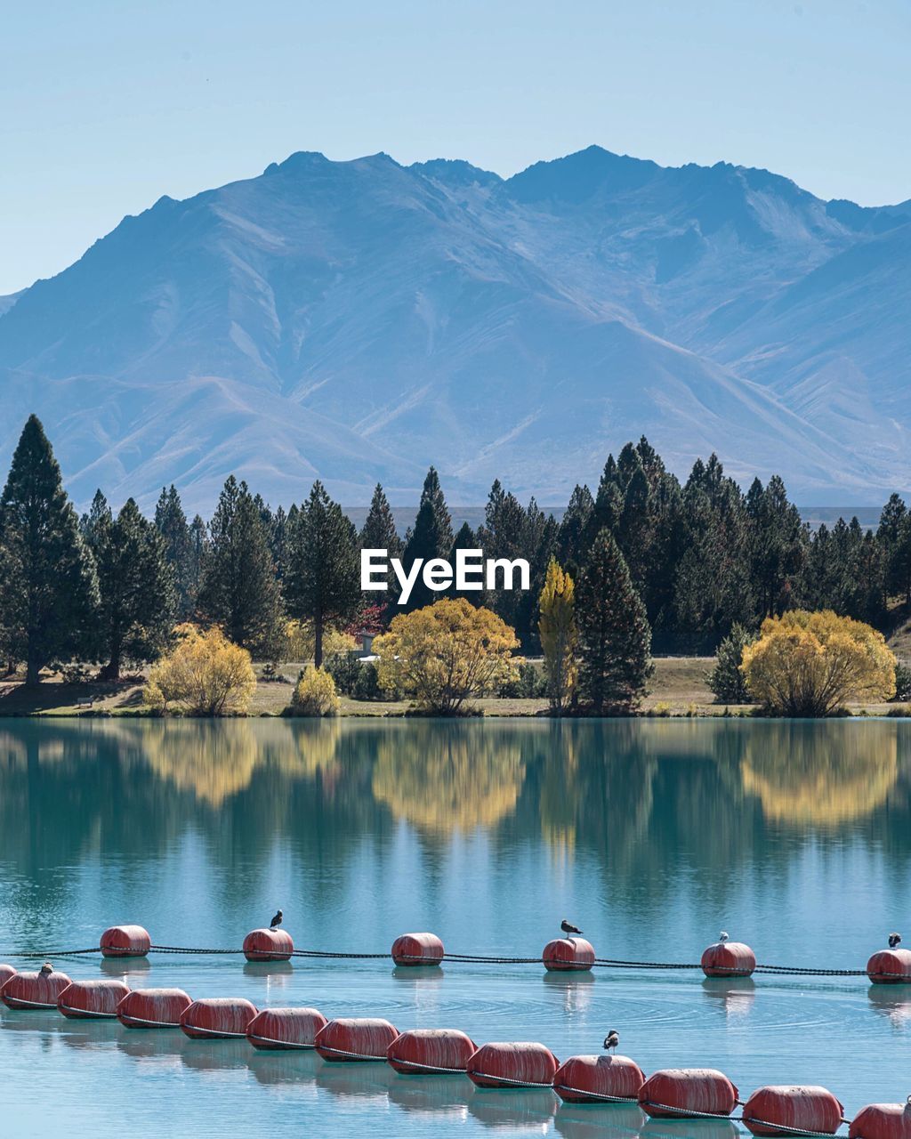 Scenic view of boats in lake