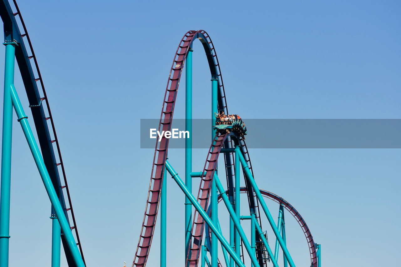 LOW ANGLE VIEW OF ROLLERCOASTER AGAINST SKY