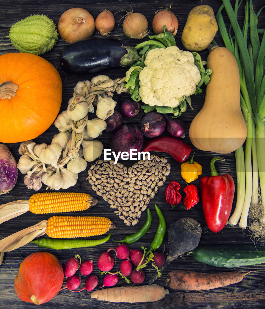 High angle view of vegetables on table