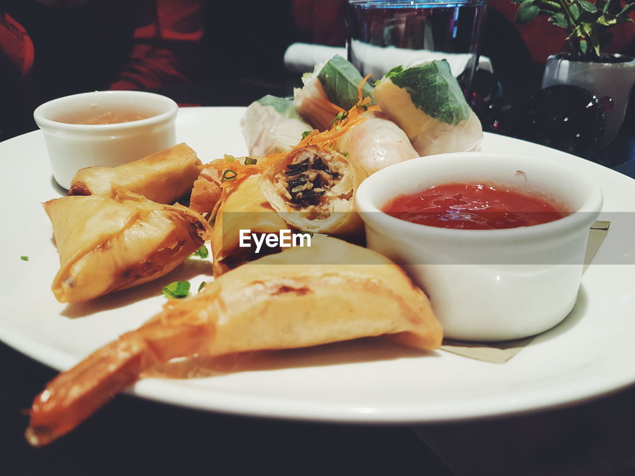 Close-up of seafood served in plate