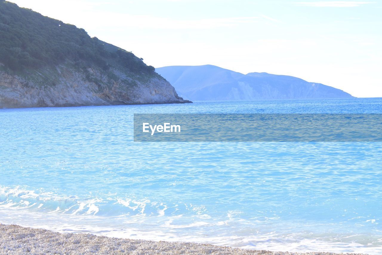 SCENIC VIEW OF SEA AND MOUNTAINS AGAINST SKY