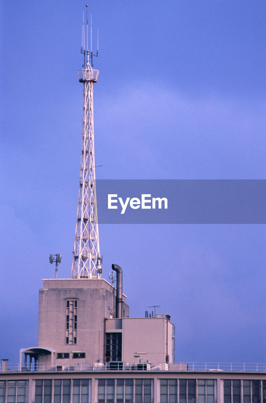 Radio tower against clear sky