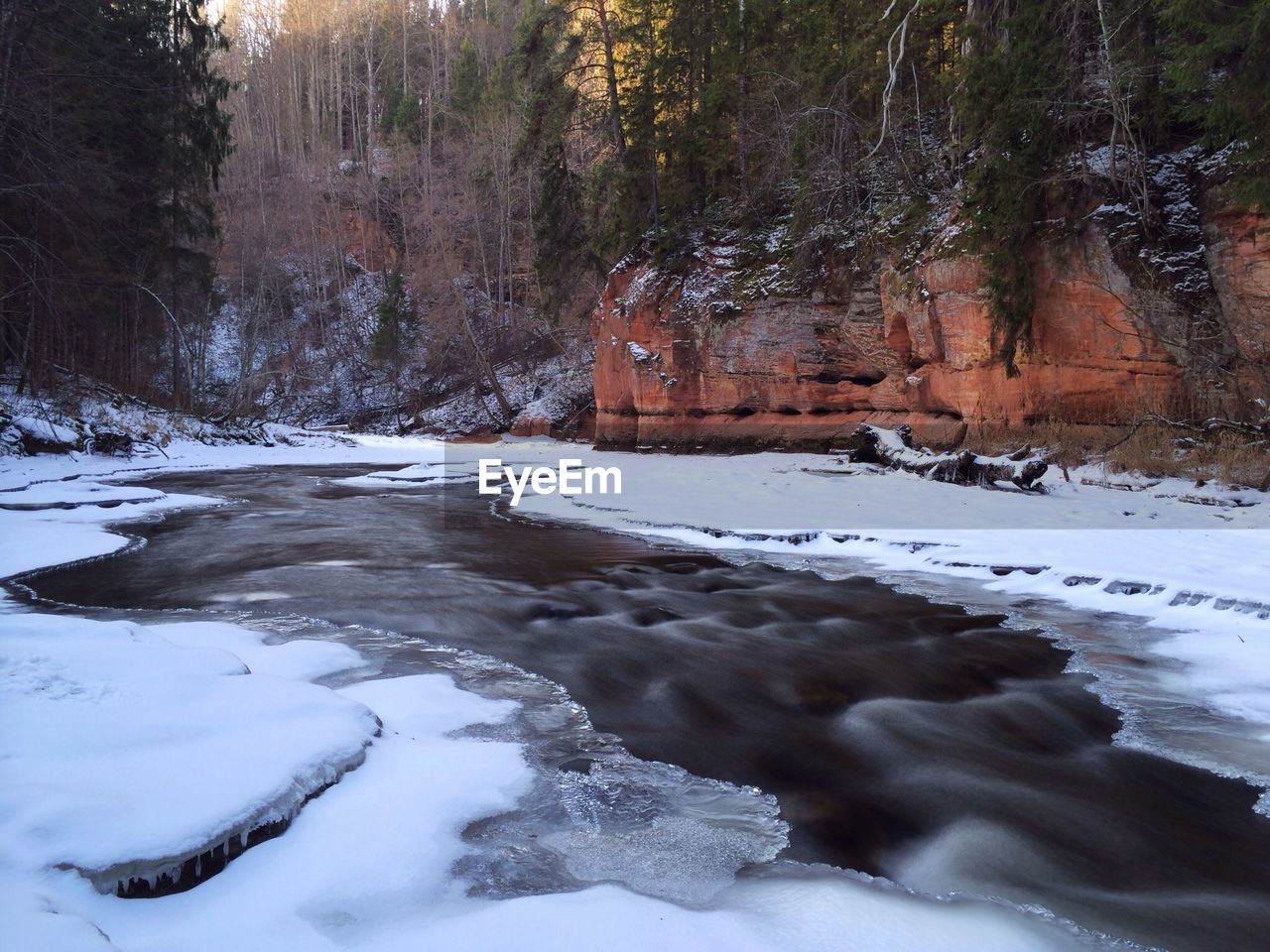 Surface level of stream in winter