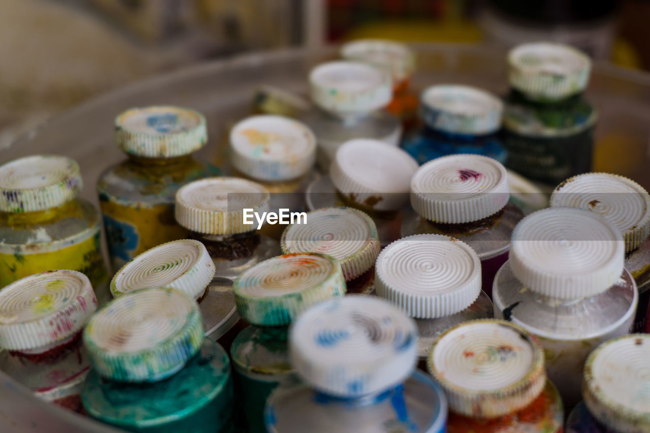 High angle view of candies for sale