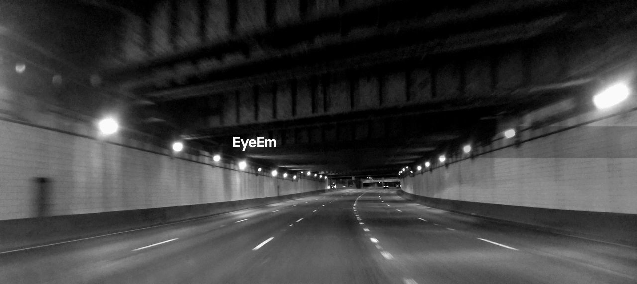 Empty road in tunnel