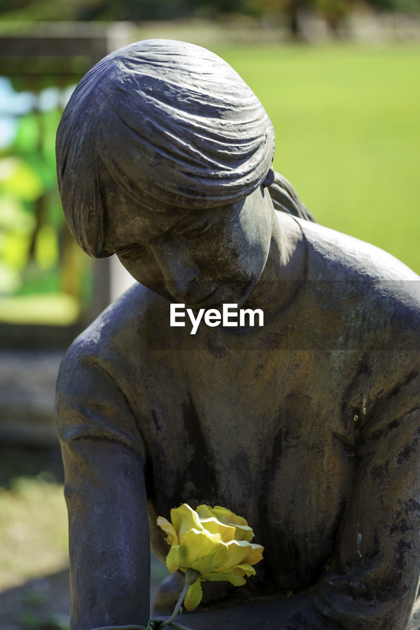 close-up of statue in park