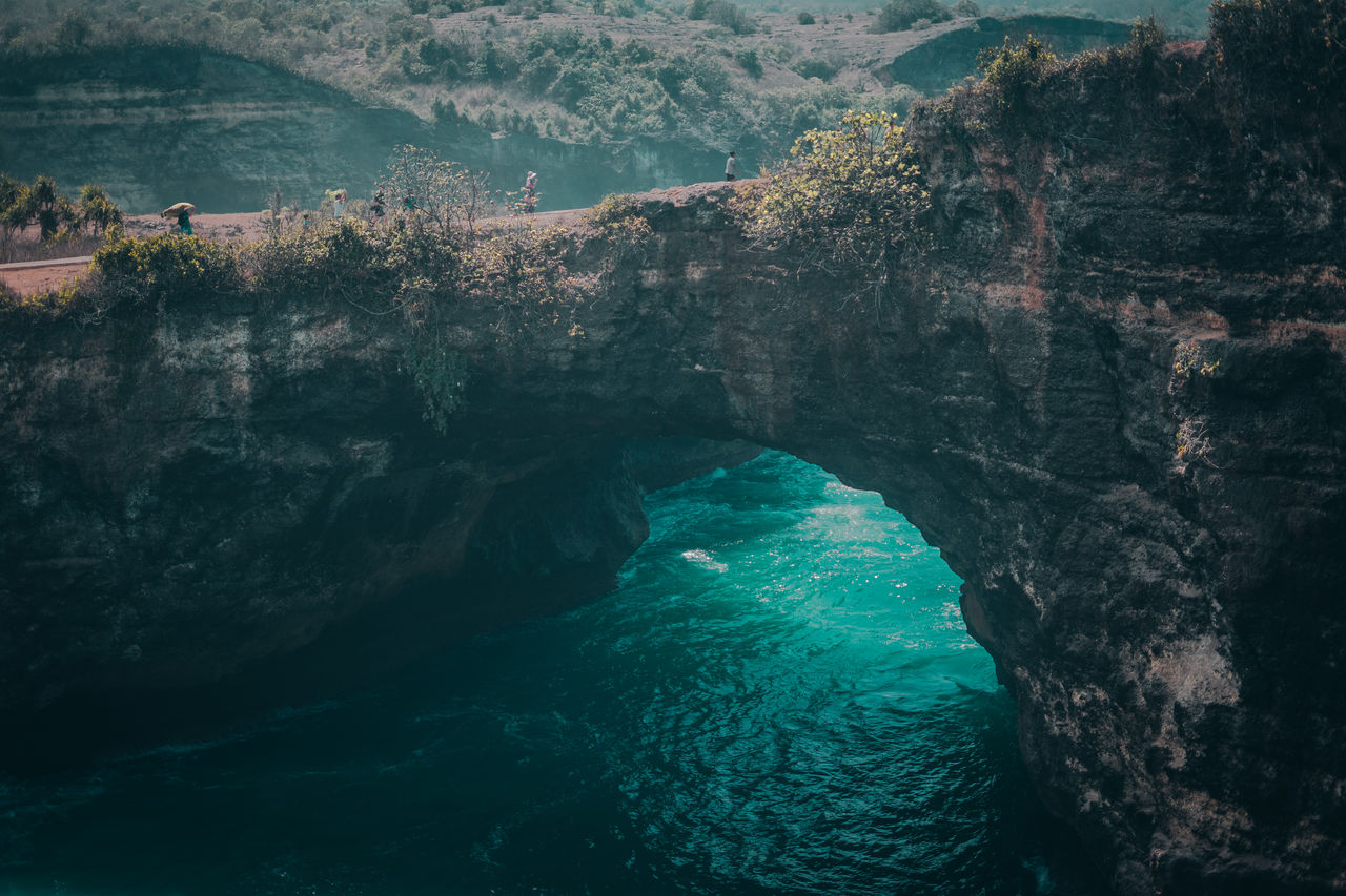 High angle view of rock formation in sea