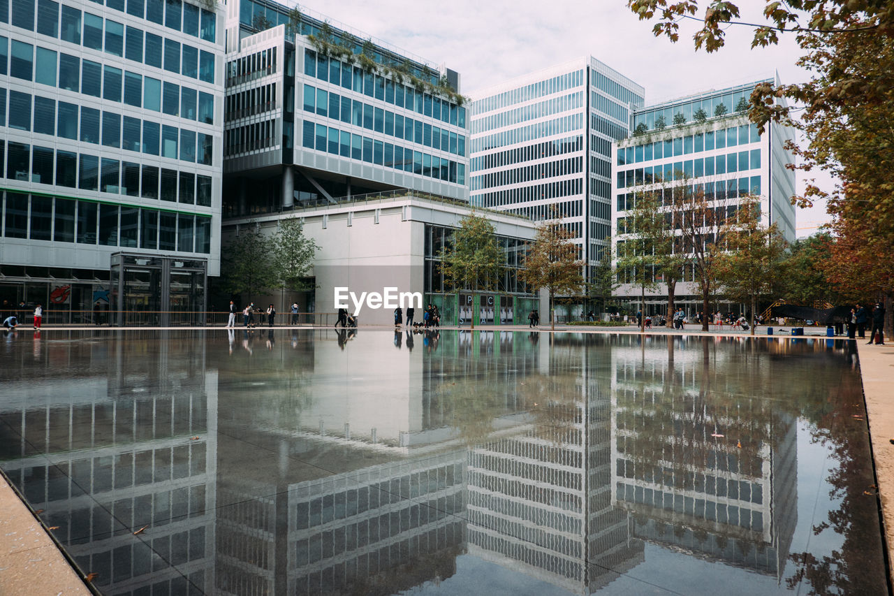 Reflection of buildings in water