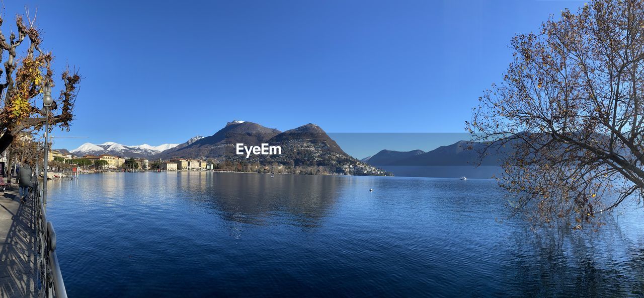 SCENIC VIEW OF LAKE AGAINST BLUE SKY