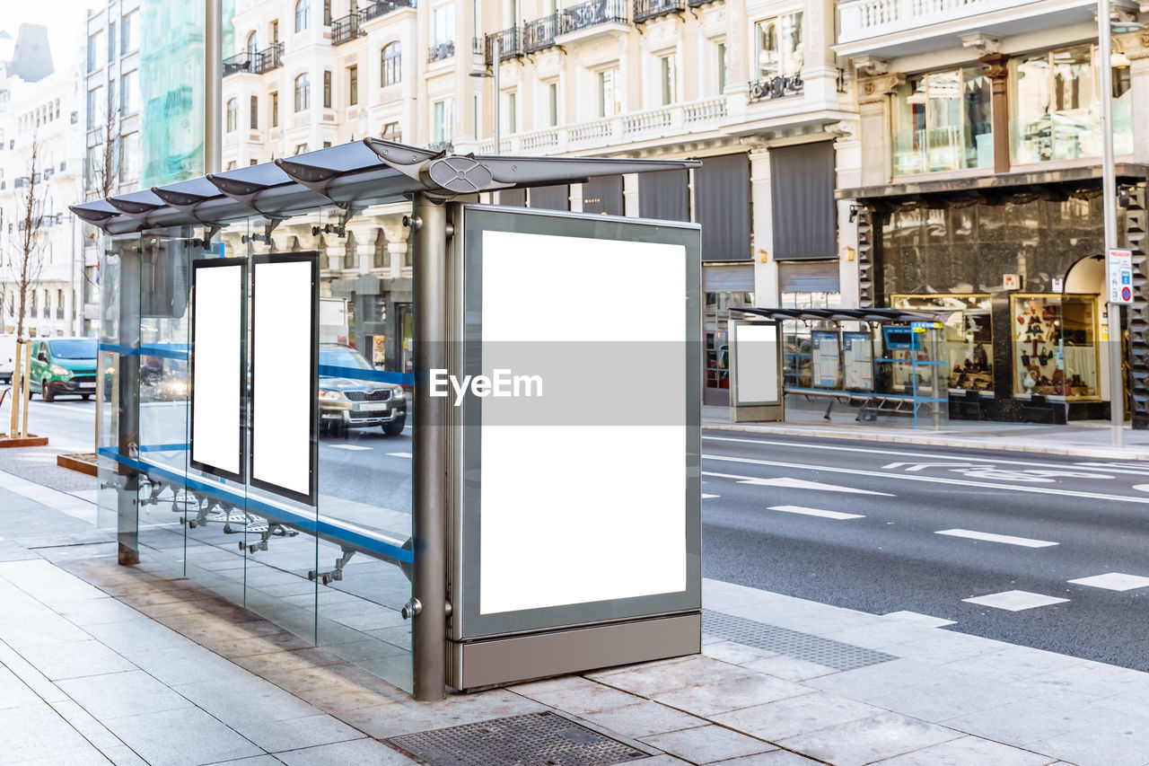 Bus stop in city