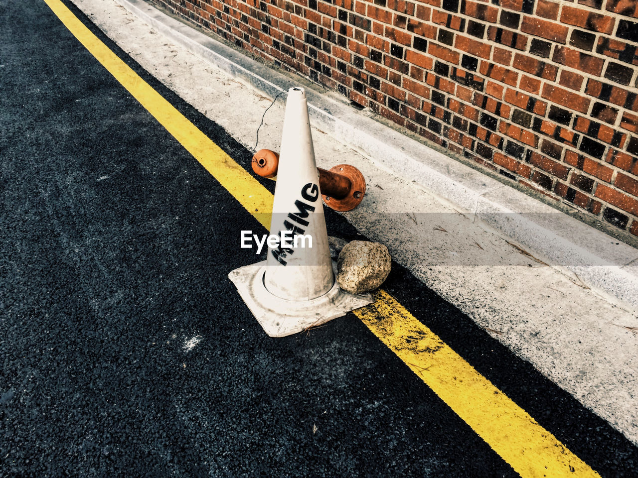 Traffic cone on road