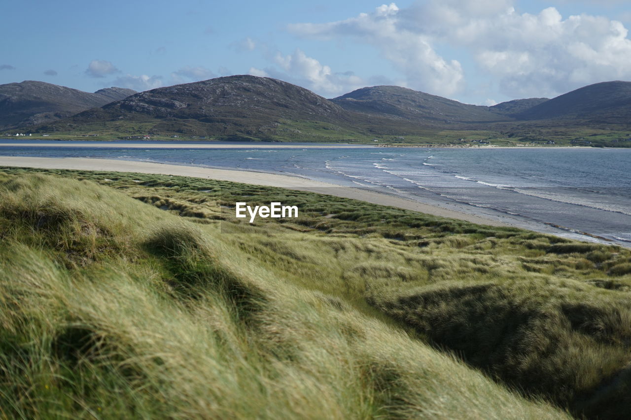 Scenic view of beach against sky