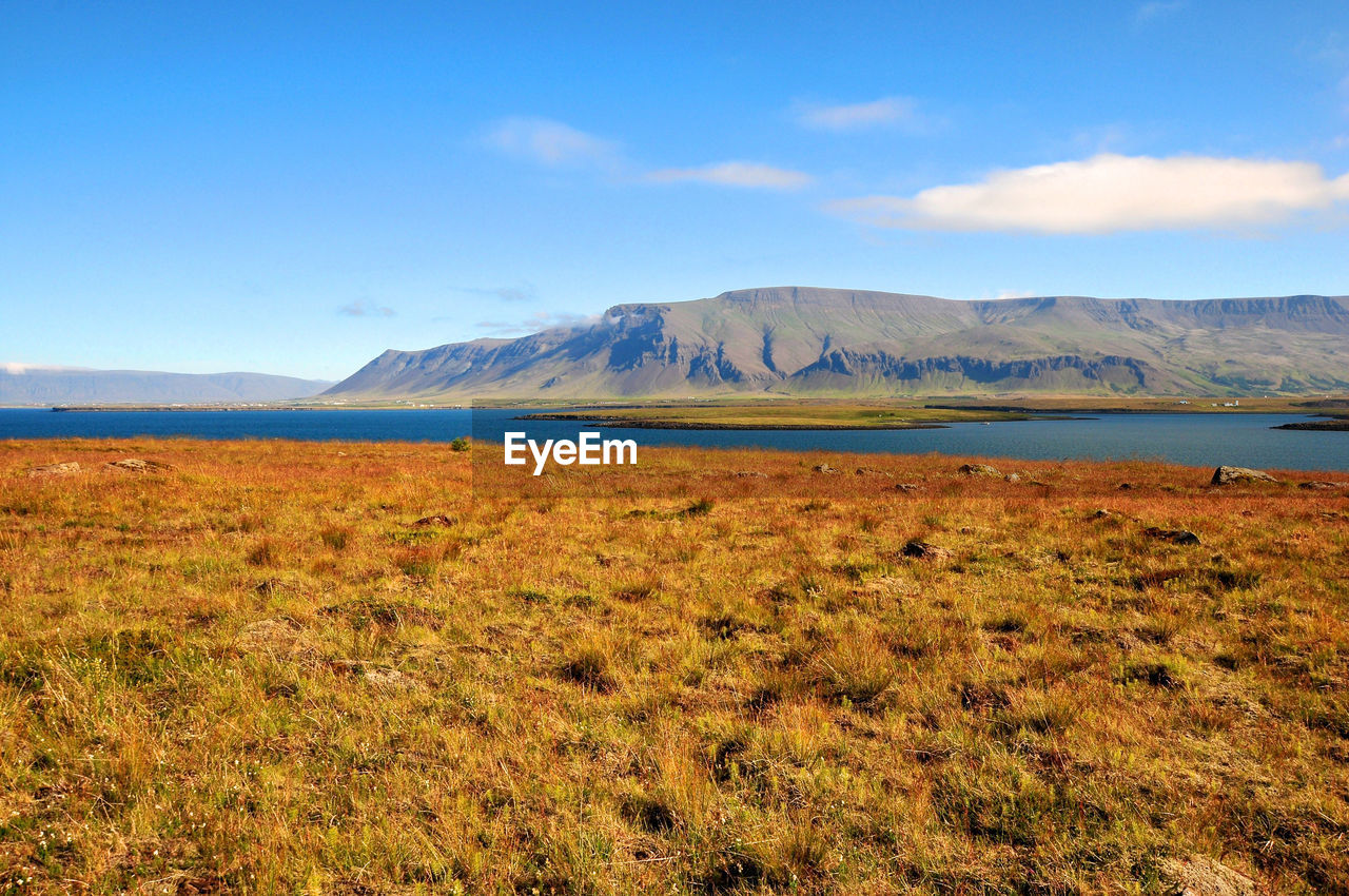 Scenic view of lake against sky