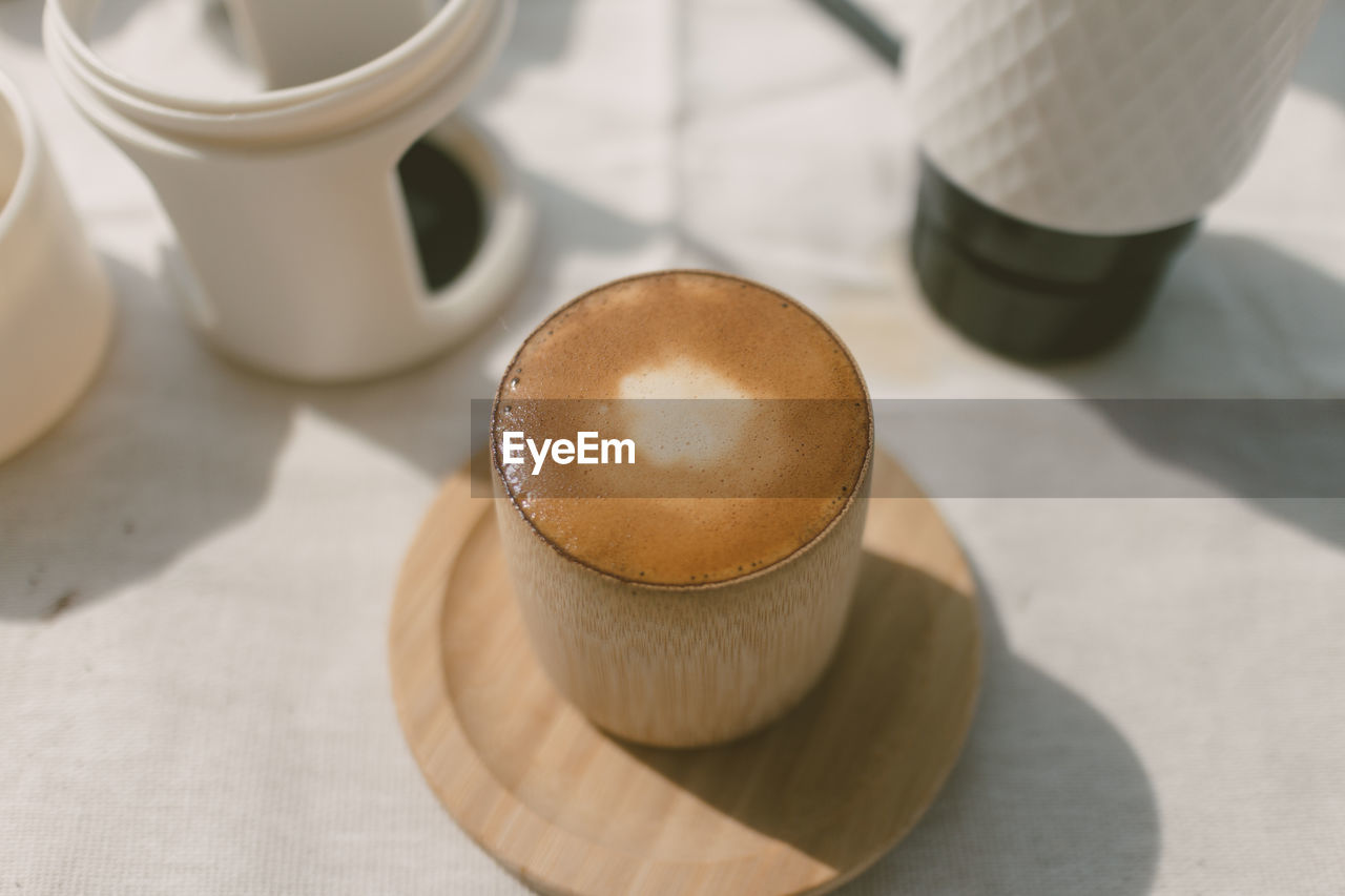 close-up of cappuccino on table