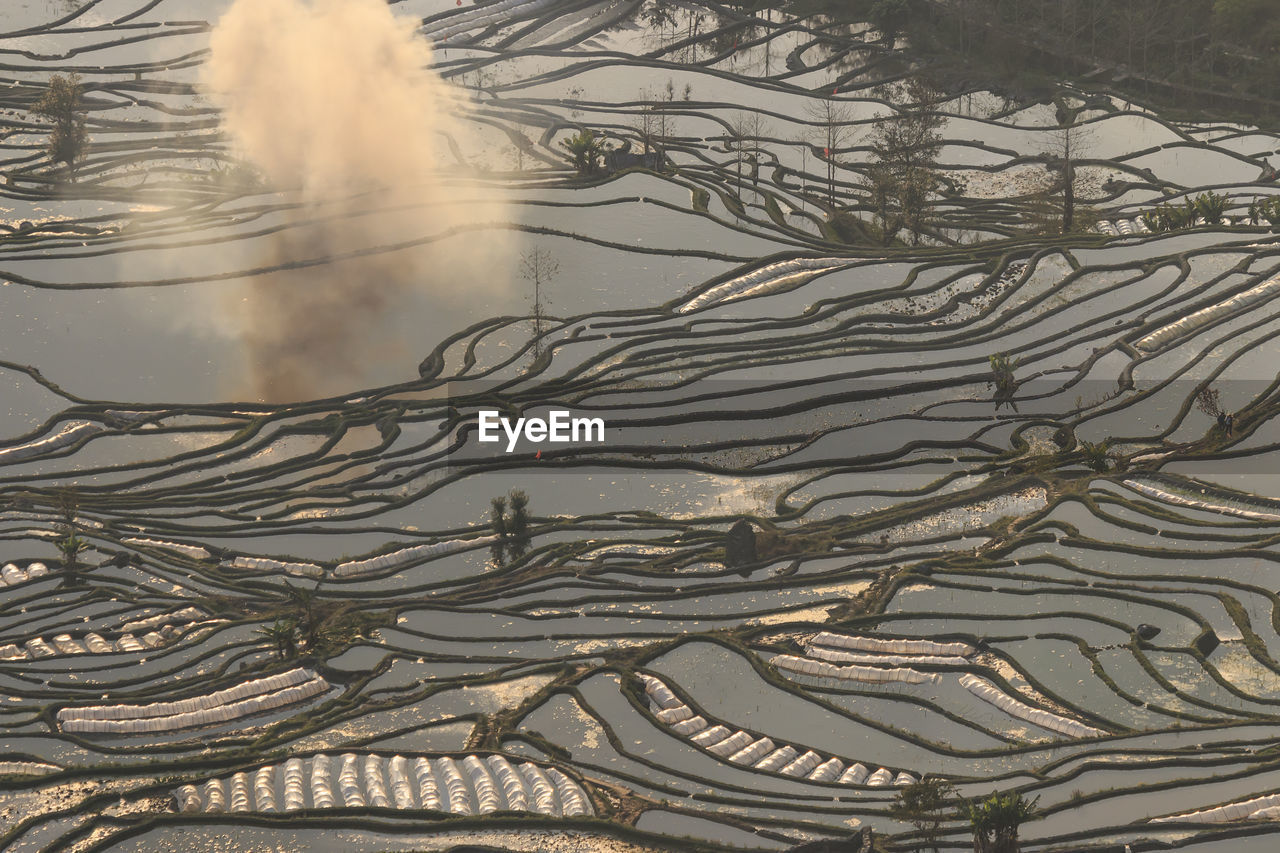 High angle view of rice terrace at yuanyang