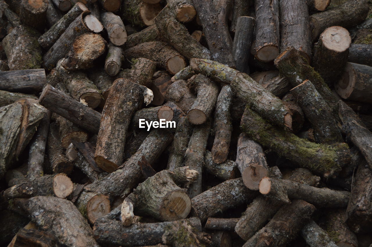 Full frame shot of wooden logs