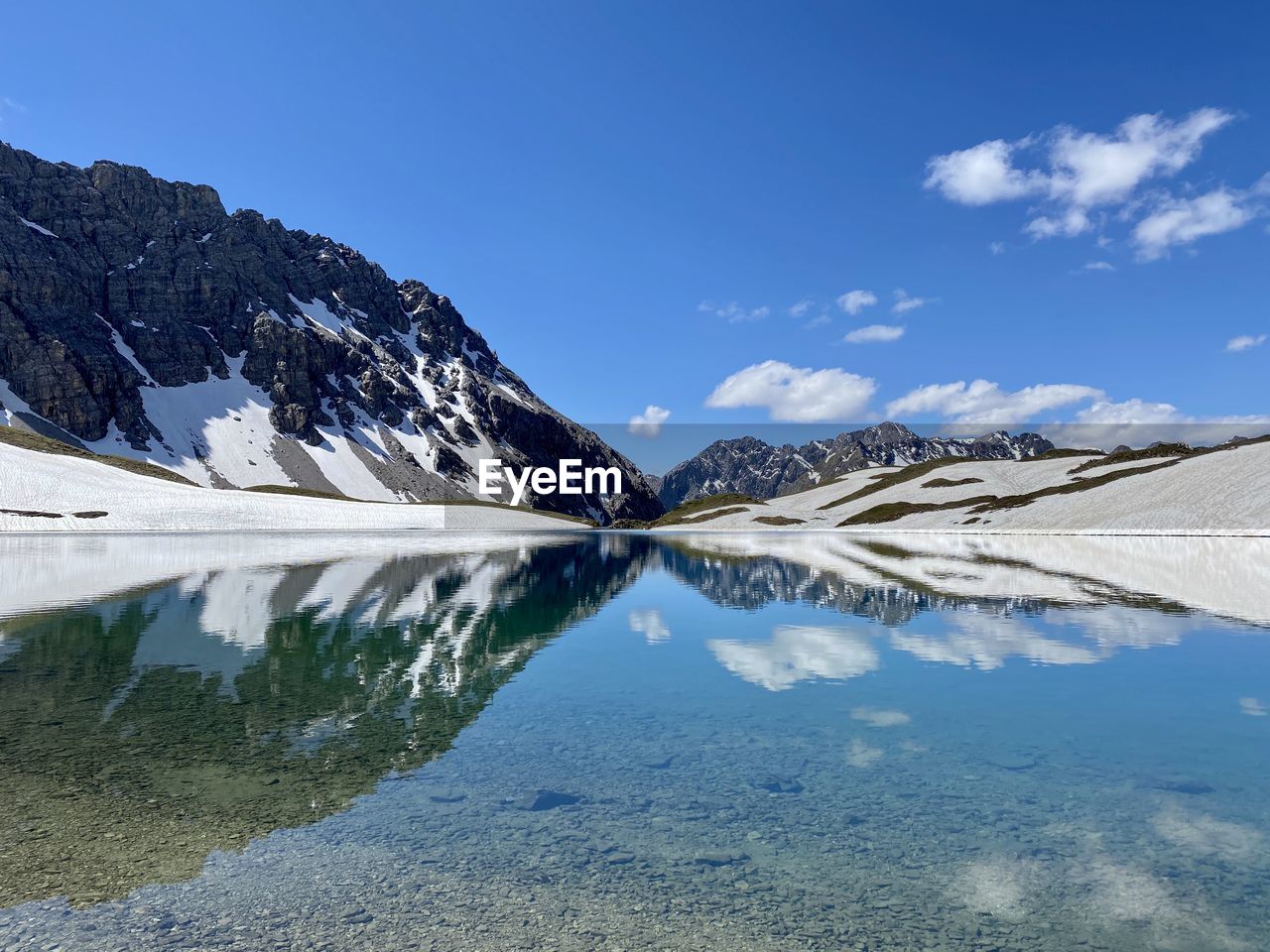 SCENIC VIEW OF SNOWCAPPED MOUNTAINS AND LAKE AGAINST SKY