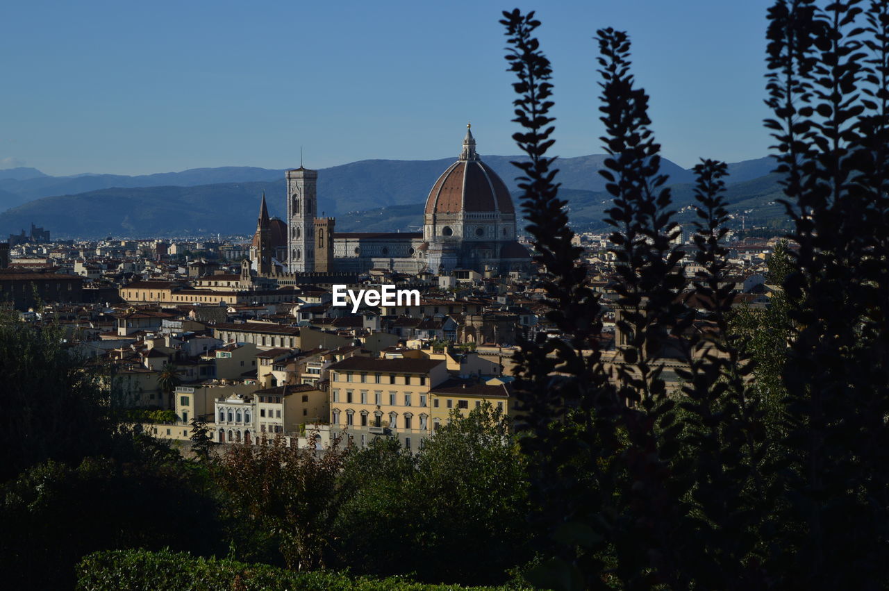 View of cityscape with mountain in background