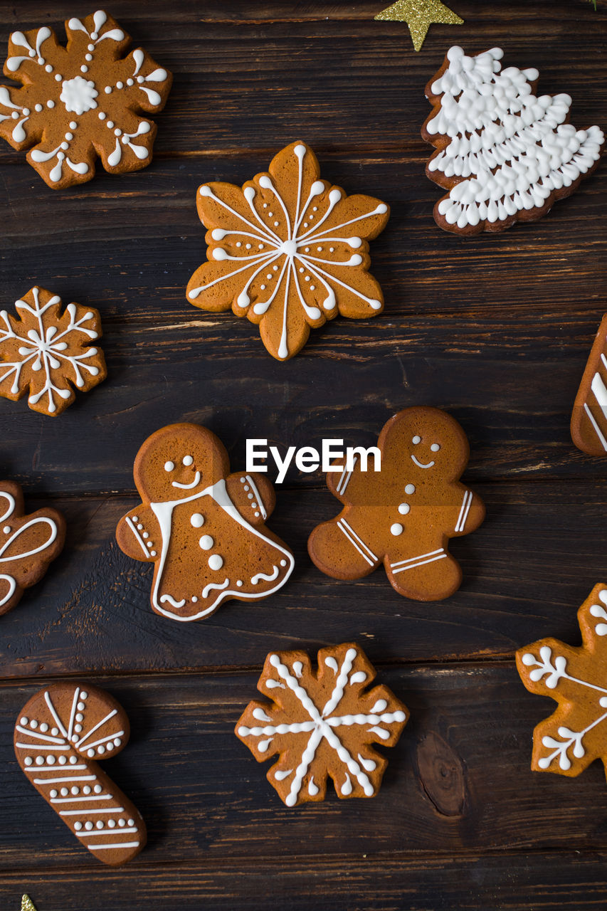 directly above shot of christmas decoration on table