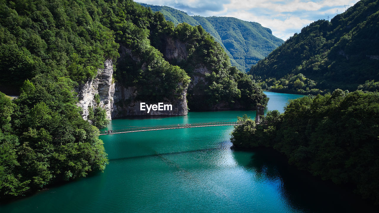 Scenic view of river and mountains 